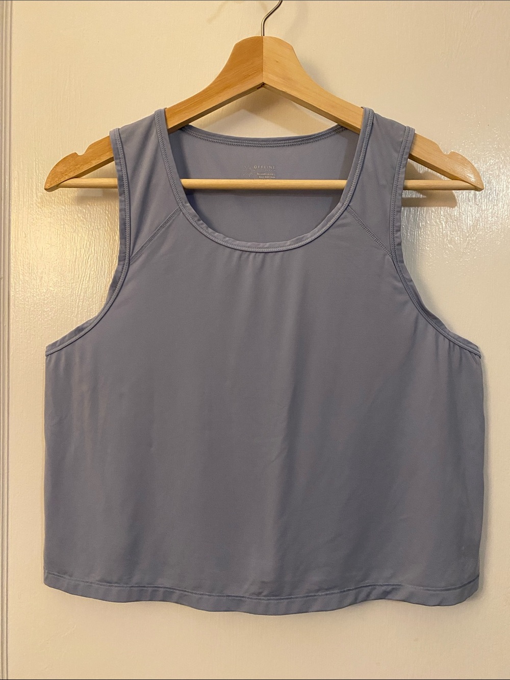 OFFLINE by aerie Dusty Blue Crop Scoop Neck Tank Medium